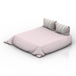 3д модель низкой кровати с комплектом постельного белья