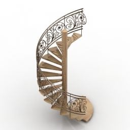 Spiral Stair Antique Rails 3d model