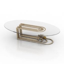 Oval Table With Steel Leg 3d model