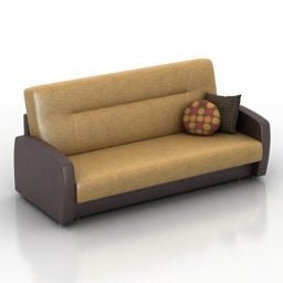Λείος δερμάτινος καναπές με μαξιλάρια 3d μοντέλο