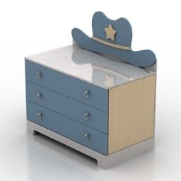 3д модель шкафчика для детской комнаты, окрашенного в синий цвет