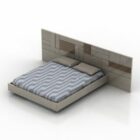 Двуспальная кровать с панелью и подушками