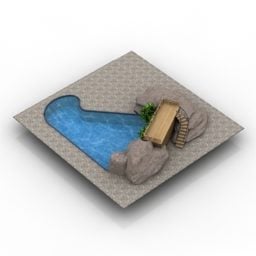 Svømmebassin med dekorativ Rock 3d-model