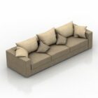 Brown Sofa Three Seats With Pillows