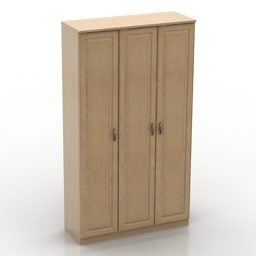Wood Wardrobe Three Doors 3d model