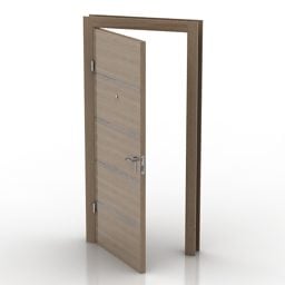 Wood Door Opened With Frame 3d model