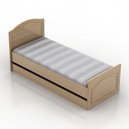 Slim Bed With Drawer 3d model