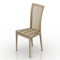 Chaise de salle à manger en bois foncé de style campagnard modèle 3D
