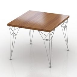 Meja Kayu Dengan Model Kaki Baja 3d