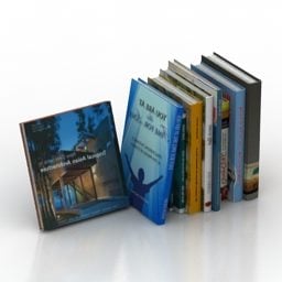 Libros abiertos sobre soporte de madera modelo 3d