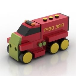 Modello 3d del giocattolo del camion rosso