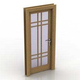 Drzwi z ramą drewnianą Rondo Model 3D