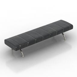 Sofá tipo banco de cuero negro modelo 3d