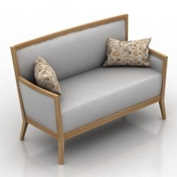 White Modern Double Sofa Upholstered 3d model