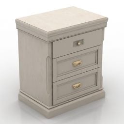 White Painted Nightstand Antique Style 3d model