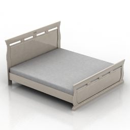Doppelbett mit weißem Rahmen, 3D-Modell