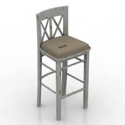 كرسي خشب إطار حديد موديل 3D