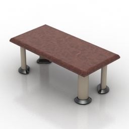 Mesa de madeira formato retangular perna de aço modelo 3d