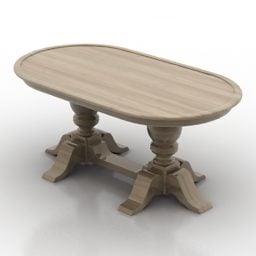 Table ronde antique avec nappe modèle 3D
