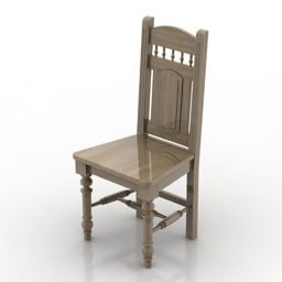 كرسي خشب ريفي عتيق موديل 3D