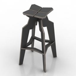 كرسي خشب أرجل فولاذية نموذج ثلاثي الأبعاد