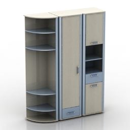 Wooden Wardrobe With Clothes 3d model