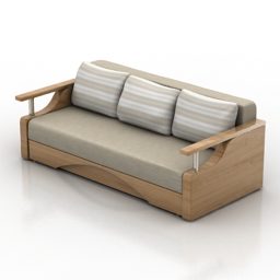 Sohva verhoiltu matalaselkäinen 3d-malli