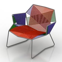 نموذج كرسي بذراعين ملون للحداثة ثلاثي الأبعاد