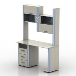 3д модель рабочего стола с ящиком и шкафом