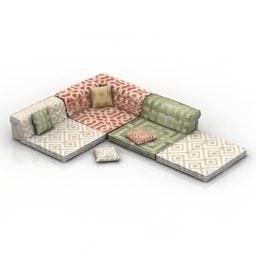 Modern Sofa With Textile Covered 3d model