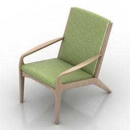 Modern Simple Armchair Wood Frame 3d model