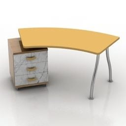 Gebogener Tisch mit Schrank 3D-Modell