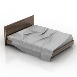 تخت دو نفره با تشک خاکستری مدل سه بعدی