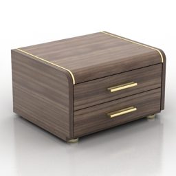 Holz-Nachttisch mit glatter Kante, 3D-Modell