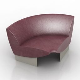 Corner Curved Sofa Lær 3d-modell