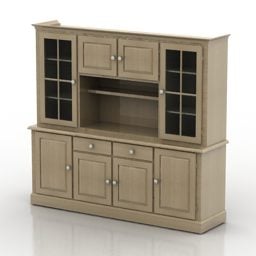 Close Cabinet Wooden Material With Glass Door 3d model