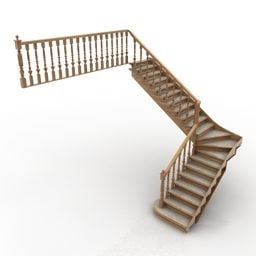 Corner Stair Wooden Material 3d model