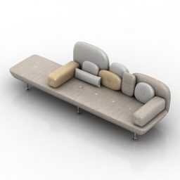 Nahkasohva Lounge Huonekalut 3D-malli