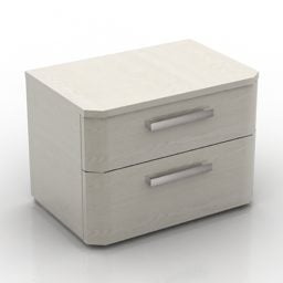 Smooth Edge Nightstand White Painted 3d 모델