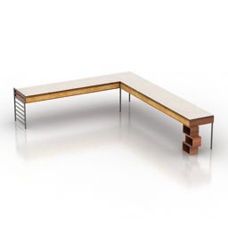 Long Table L Shape דגם תלת מימד