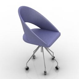 3д модель фиолетового офисного кресла на колесах