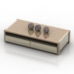 Low Coffee Table With Tableware 3d model