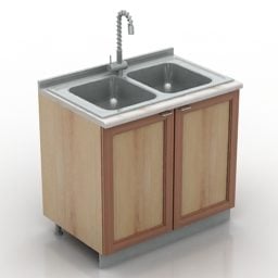 سینک ظرفشویی با کابینت مدل سه بعدی