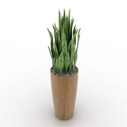 Vaso de planta de porcelana com pernas de madeira Modelo 3D