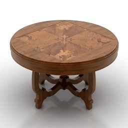 Table ronde en bois rustique modèle 3D