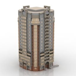 نموذج مخطط مربع لمبنى سكني ثلاثي الأبعاد
