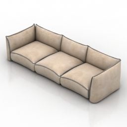 Model 3d Sofa Upholsteri Tiga Tempat Duduk