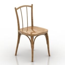 Single Wood Chair Country Style 3d-model
