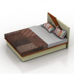 Double Bed With Velvet Mattress 3d model