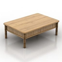 Low Coffee Table Square Wooden 3d model
